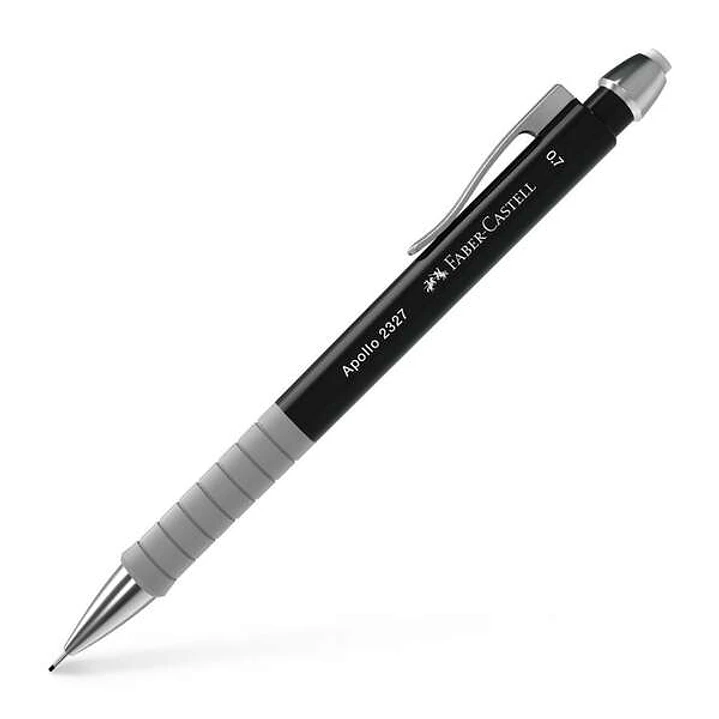 Faber-Castell Apollo Portaminas - Trazo 0.7mm - Agarre Ergonomico - Goma de Borra Integrada - Cuerpo Color Negro 1