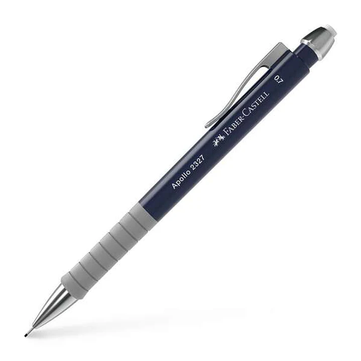 Faber-Castell Apollo Portaminas - Trazo 0.7mm - Agarre Ergonomico - Goma de Borra Integrada - Cuerpo Color Azul Oscuro 1