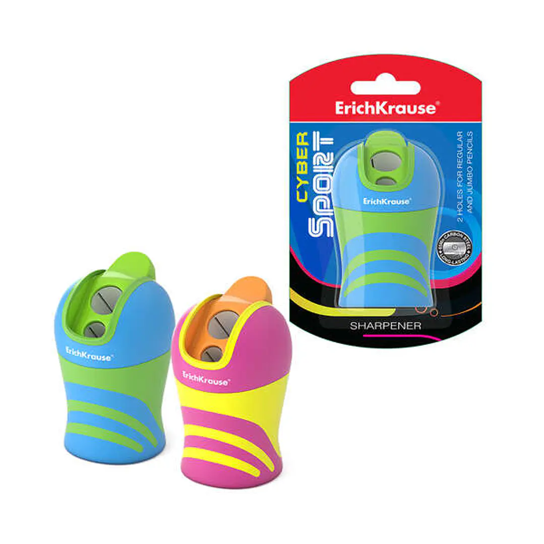 Erichkrause Cyber Sport Sacapuntas con 2 Orificios y Deposito - Orificios de 8mm y 11mm - Colores Surtidos 1