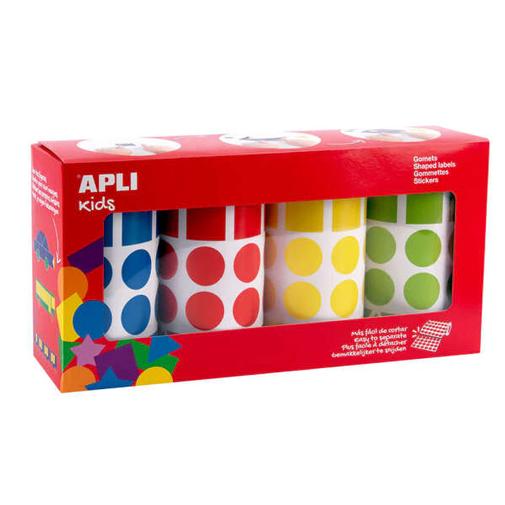 Apli Gomets Geometricos Surtidos Parchis - 20mm - Adhesivo Permanente - 8260 Gomets - 59 Hojas Pretroqueladas - 35 Gomets por Hoja - Desarrollo de Hab 1