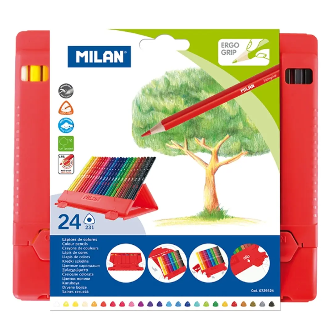 Milan Flexibox Pack de 24 Lapices de Colores - Triangulares - Colores Surtidos 1