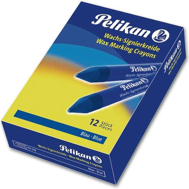 Pelikan Pack de 12 Ceras para Marcar - Resistente al Agua - Facil de Borrar - Ideal para Resaltar Texto - Color Azul 1