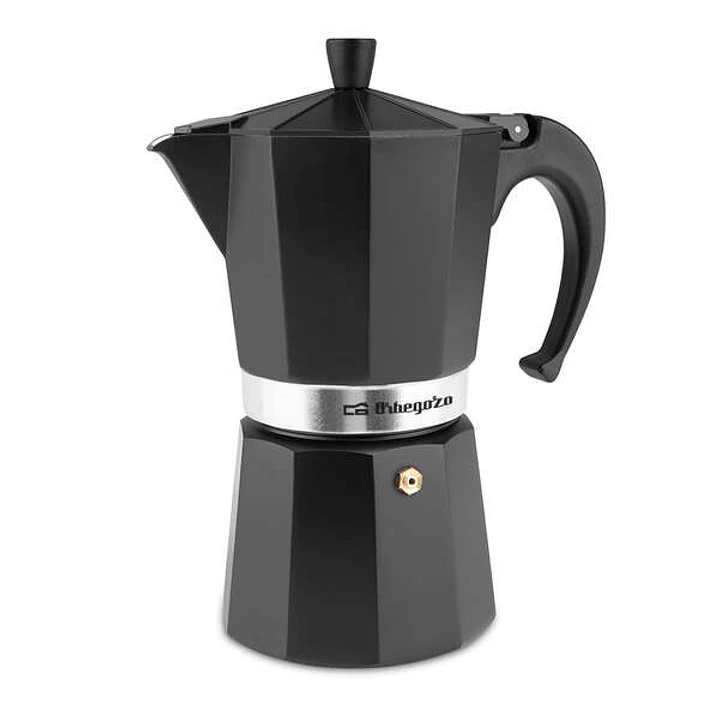 Orbegozo KFN 910 Cafetera de Aluminio Negra - Capacidad para 9 Tazas - para Cocinas a Gas - Electricas y Vitroceramica - Asa Ergonomica y Valvula de S 1