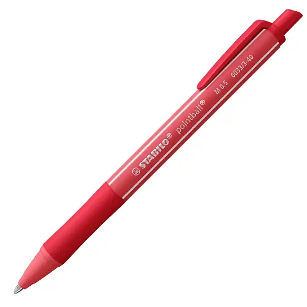 Stabilo Pointball Colorful Boligrafo Retractil - Trazo 0.5mm - Hecho con 87% Bioplastico - Grip Antideslizante - Recargable - Color Rojo 1