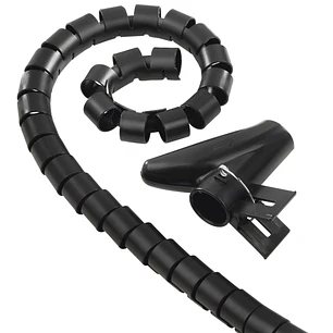 Hama Organizador de Cable en Espiral 20mm - Flexible - Longitud 2.5m - Adaptador para Instalacion - Color Negro