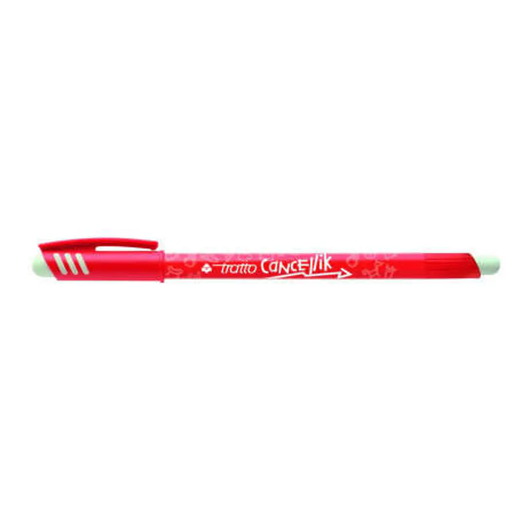 Tratto Cancellik Boligrafo de Bola - Tinta Borrable - Trazo 0.4mm - Doble Goma - Color Rojo 1