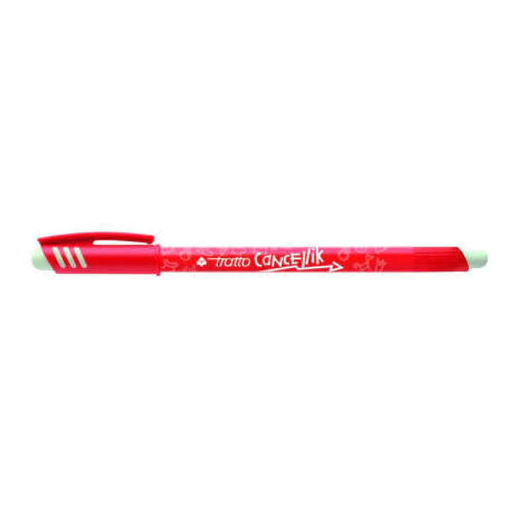 Tratto Cancellik Boligrafo de Bola - Tinta Borrable - Trazo 0.4mm - Doble Goma - Color Rojo 1