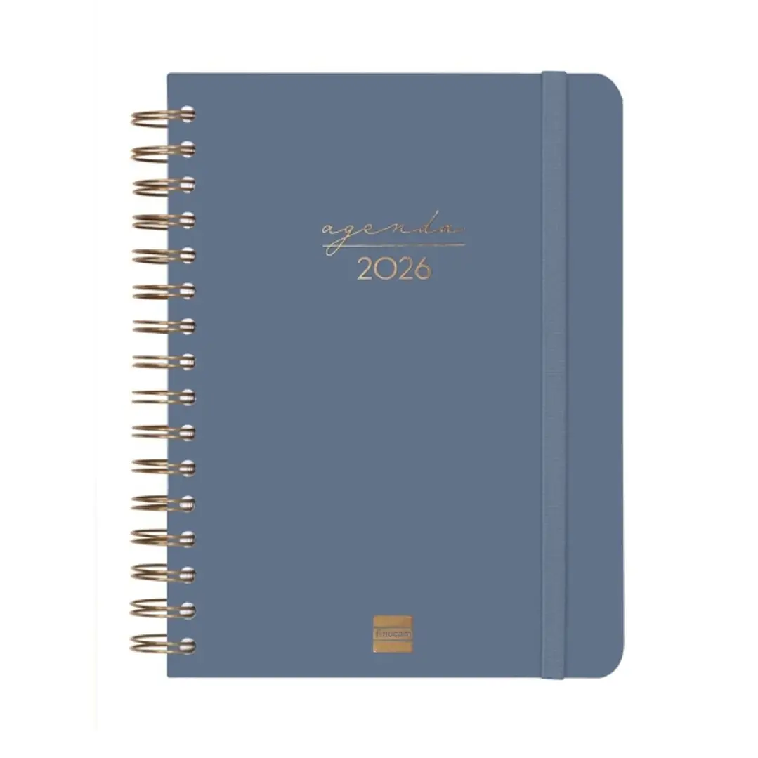 Finocam Alma Agenda en Catalan - Anual 2026 - con Espiral - Formato E10 - 180x30x220mm - 1 Dia por Pagina - Color Azul 1