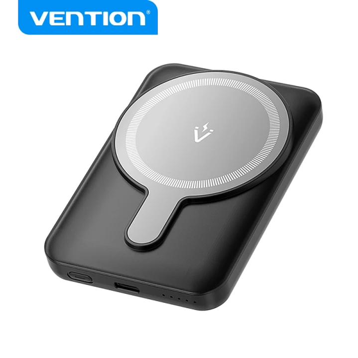 Vention PowerBank 5000mAh Magnetico Inalambrico - USB-C Dual - Carga Rapida 20W - Display Luminoso - Color Negro 1