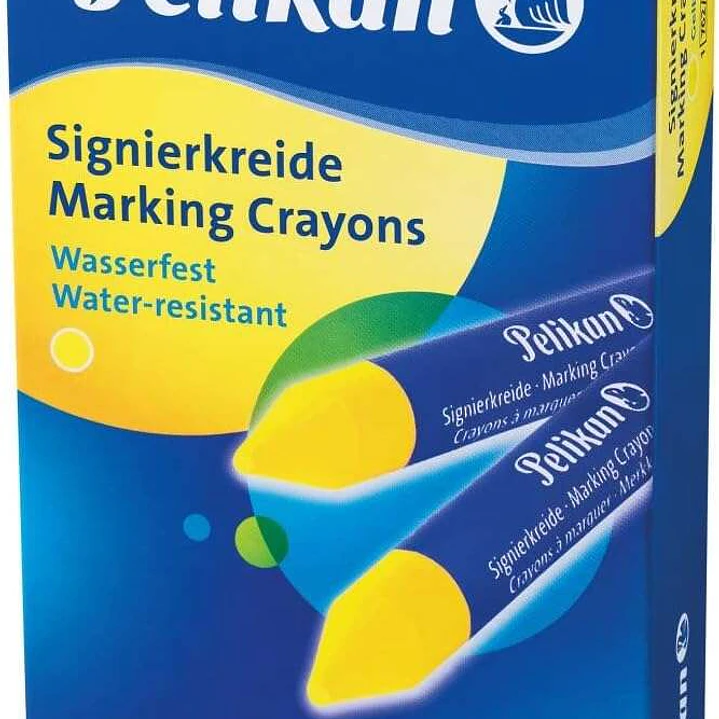 Pelikan Pack de 12 Ceras para Marcar - Resistente al Agua - Facil de Borrar - Ideal para Resaltar Texto - Color Amarillo 1