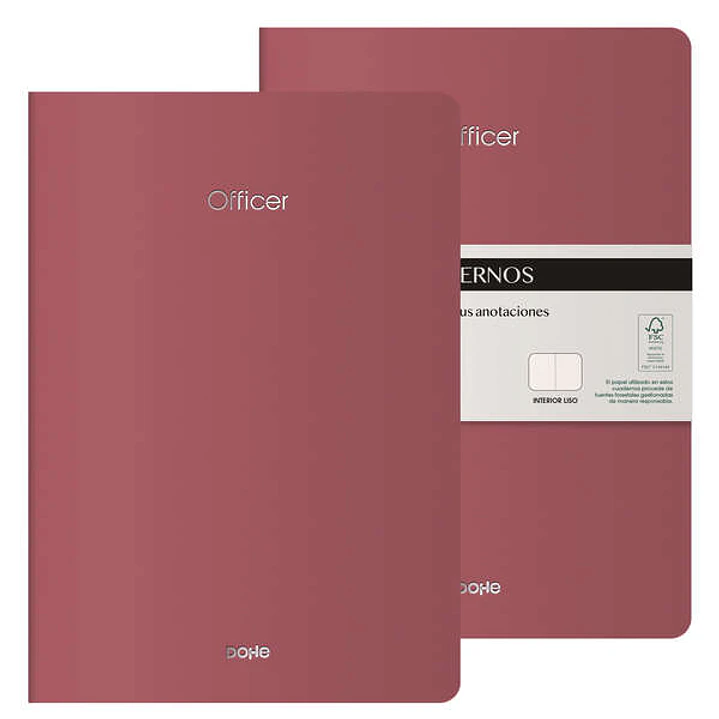 Dohe Officer Cuaderno Notebook A4 40 Hojas Lisas - Papel Ahuesado 90 g/m2 - Tapa en Cartulina 300g/m2 - Color Burdeos 1