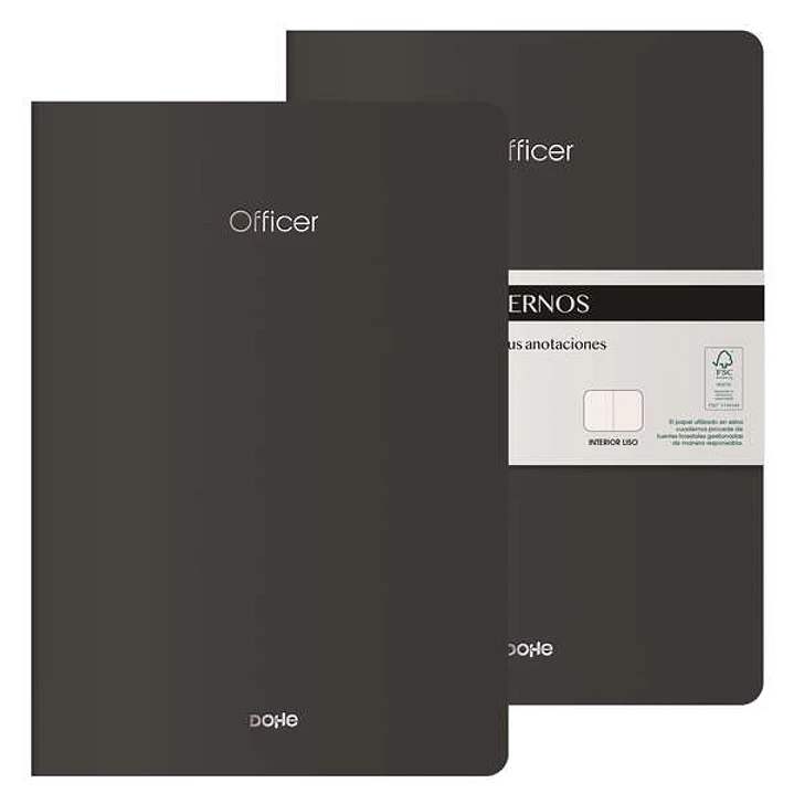 Dohe Officer Cuaderno Notebook A4 40 Hojas Lisas - Papel Ahuesado 90 g/m2 - Tapa en Cartulina 300g/m2 - Color Negro 1