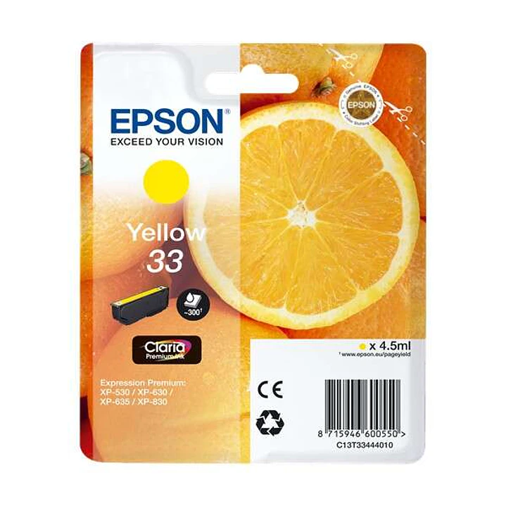 Epson T3344 (33) Amarillo Cartucho de Tinta Original - C13T33444012 1