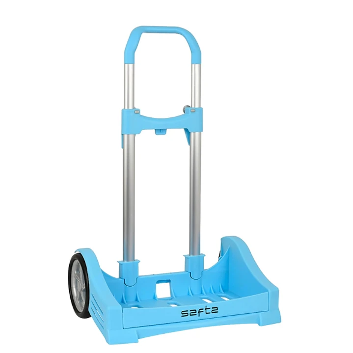 Safta Evolution Carro Portamochilas- Sujecion Universal - Ruedas de 14cm Antivibracion - Aluminio/PP - 40x85x28cm - Color Azul Claro 1