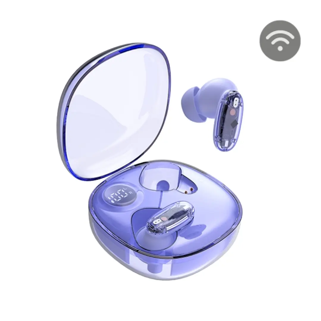 Mars Gaming MHIB2 Auriculares Bluetooth 5.4 - Microfono Integrado - Autonomia hasta 7h - Indicador LED - Semitransparente - 60x60x30mm - Color Morado 1