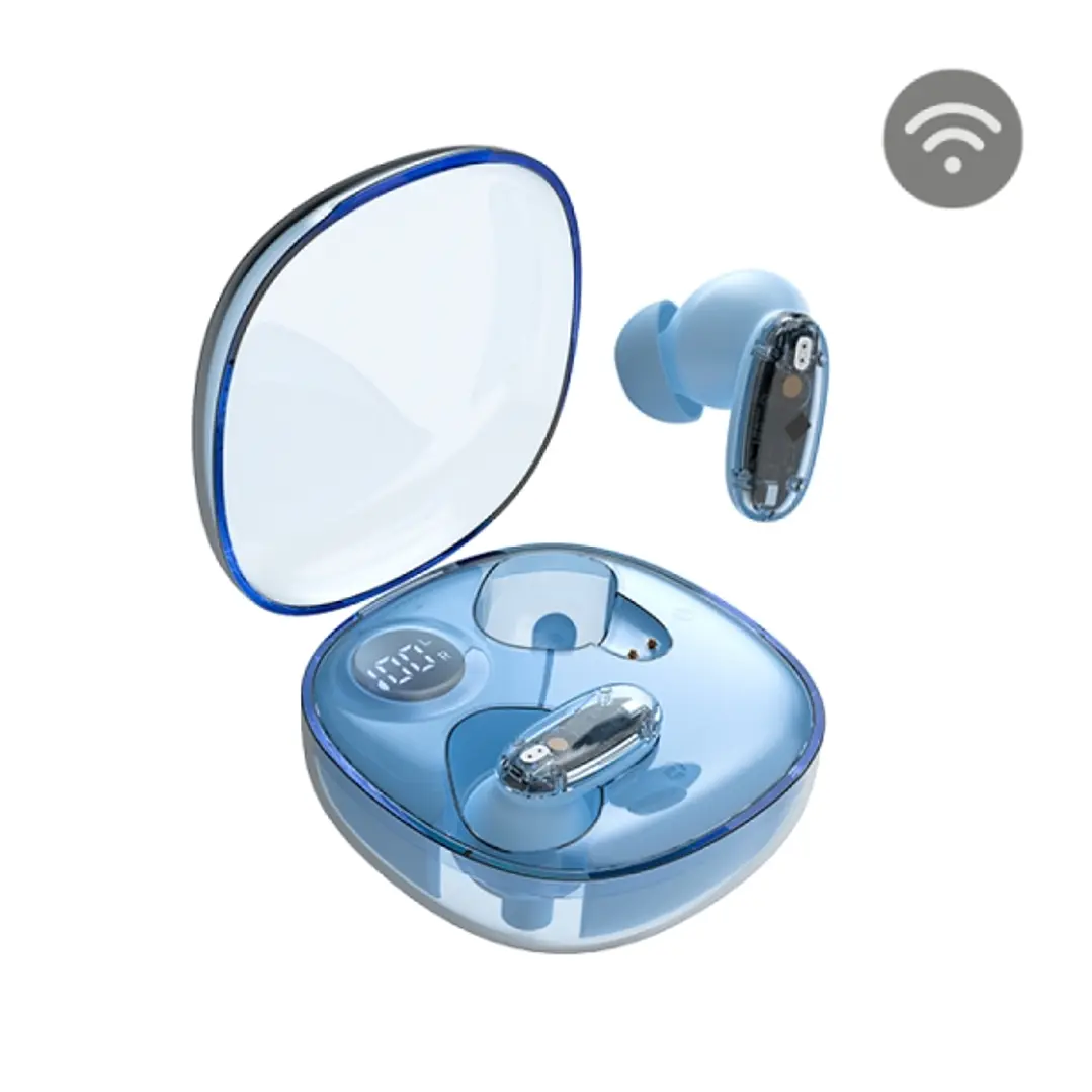 Mars Gaming MHIB2 Auriculares Bluetooth 5.4 - Microfono Integrado - Autonomia hasta 7h - Indicador LED - Semitransparente - 60x60x30mm - Color Azul 1