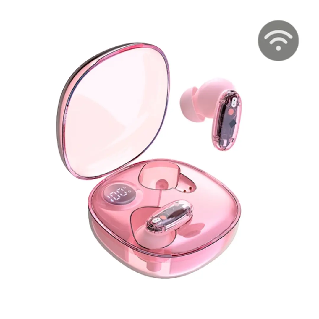 Mars Gaming MHIB2 Auriculares Bluetooth 5.4 - Microfono Integrado - Autonomia hasta 7h - Indicador LED - Semitransparente - 60x60x30mm - Color Rosa 1