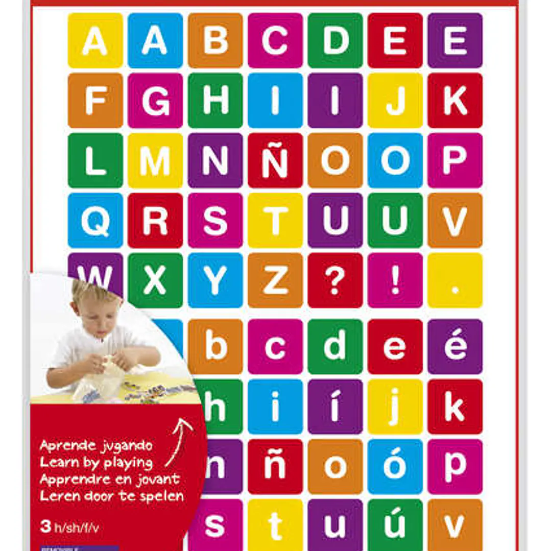 Apli Gomets Tematicos las Letras - 210 Gomets en 3 Hojas - Adhesivo Removible - Ayuda en la Identificacion y Pronunciacion de Letras - Adhesivo Base A 1