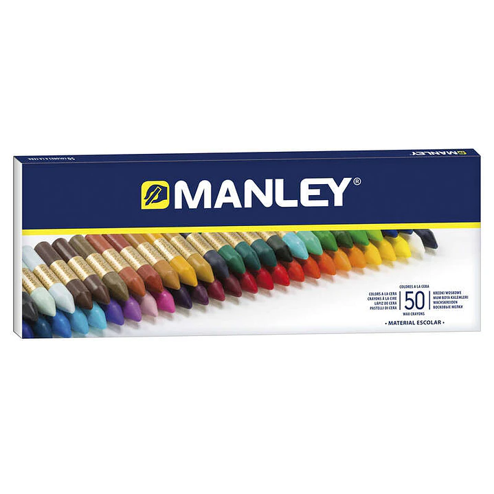 Manley Pack de 50 Ceras Blandas de Trazo Suave - Ideal para Tecnicas y Aplicaciones Variadas - Amplia Gama de Colores - Colores Surtidos 1