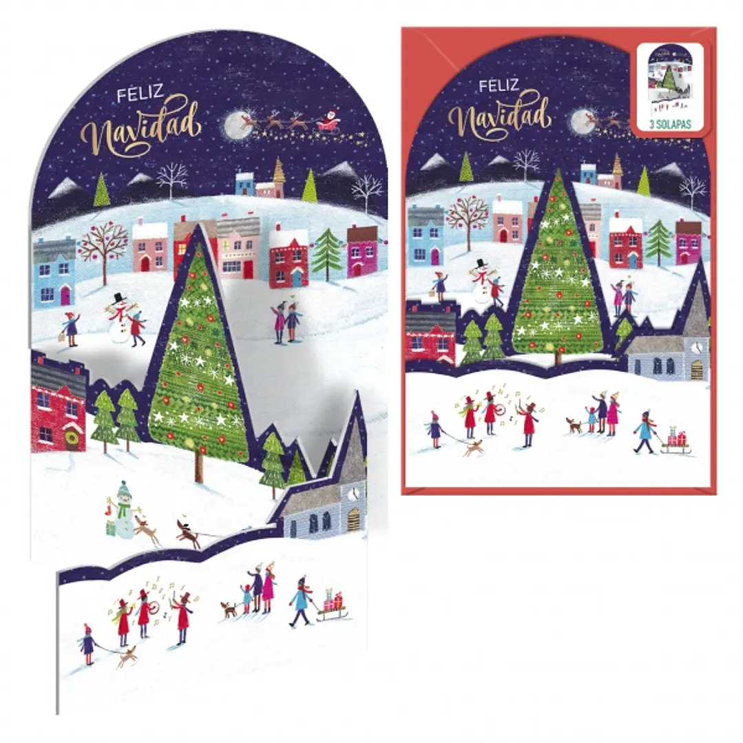 Dohe Mañana de Navidad Pack de 6 Tarjetas Desplegables de Felicitacion Navideña con Sobre - Impresas a todo Color 1