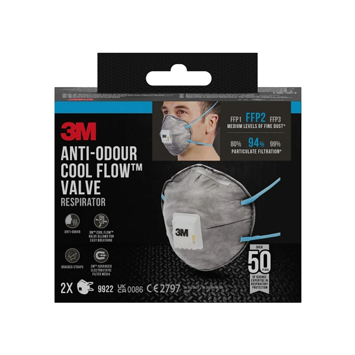 3M Pack de 2 Mascarillas para Particulas FFP2 - Desechable - con Valvula - para Niveles Medios de Particulas - Color Gris 1