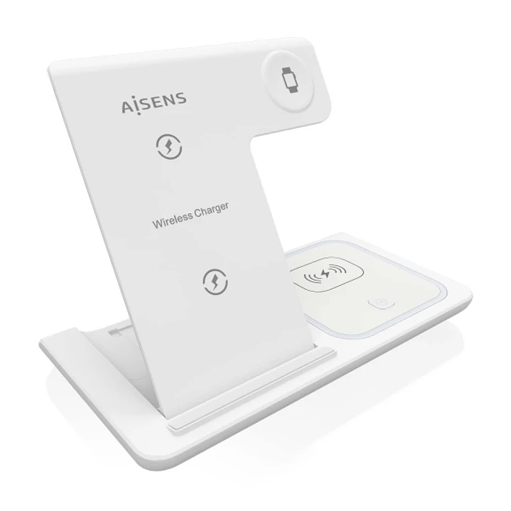 Aisens Cargador Inalambrico USB-C 3 en 1 de 15W para Movil - Apple Watch - Ariculares con Estuche de Carga - Color Blanco 1