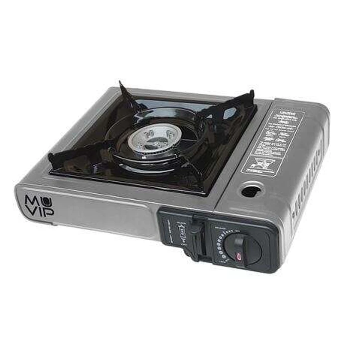 Muvip Cocina de Gas Portatil 1 Fuego - Encendido Automatico - Quemador de Aluminio - Valvula Doble Sellado - Maleta de Transporte 1