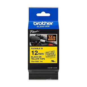 Brother TZeFX631 Cinta Laminada Flexible Original de Etiquetas - Texto negro sobre fondo amarillo - Ancho 12mm x 8 metros