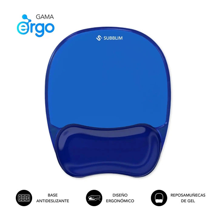 Subblim Ergo Crystal Flex Alfombrilla Ergonomica para Raton - Gel Refrigerante Autoajustable - Diseño Ondulado Ergonomico - Base Antideslizante - Colo 1
