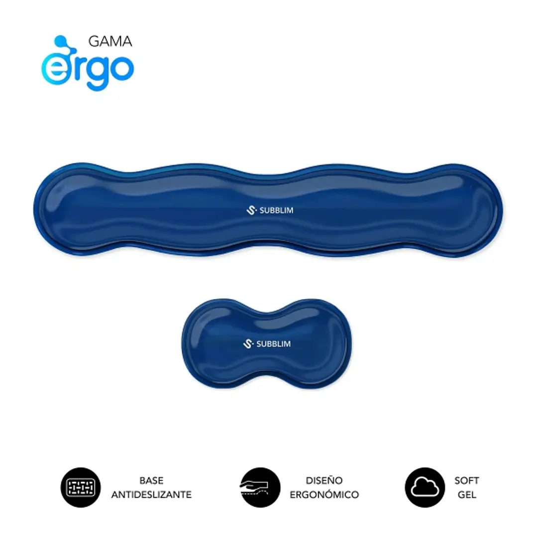 Subblim Pack Ergo Crystal Flex Reposamuñecas para Teclado y Raton - Gel Refrigerante Autoajustable - Diseño Ondulado Ergonomico - Base Antideslizante  1