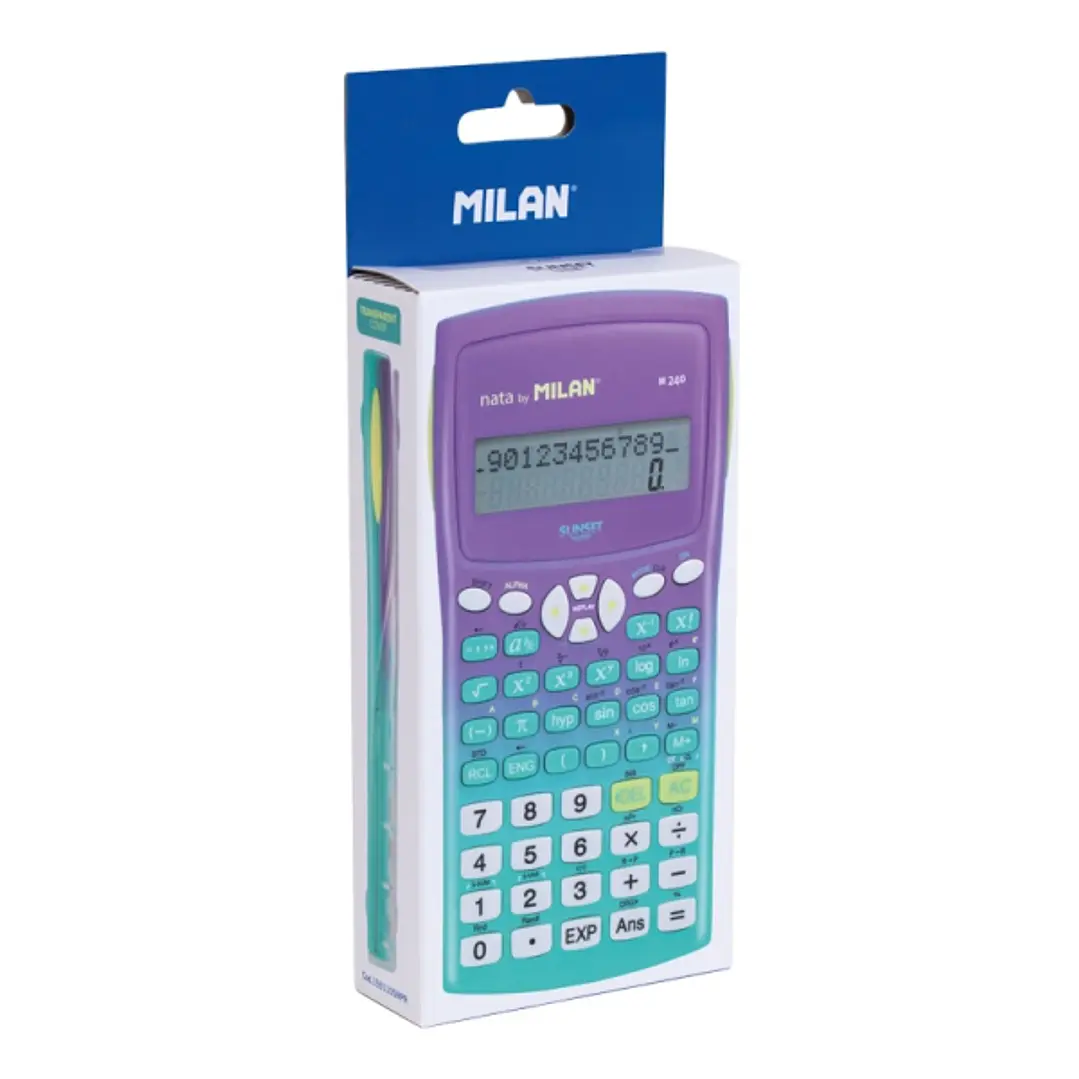 Milan M240 Sunset Calculadora Cientifica 10+2 Digitos - Pantalla de 2 Lineas - 240 Funciones Integradas Incluyendo 124 Cientificas - Carcasa Protector 1