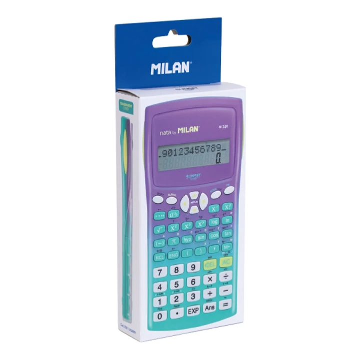 Milan M240 Sunset Calculadora Cientifica 10+2 Digitos - Pantalla de 2 Lineas - 240 Funciones Integradas Incluyendo 124 Cientificas - Carcasa Protector 1