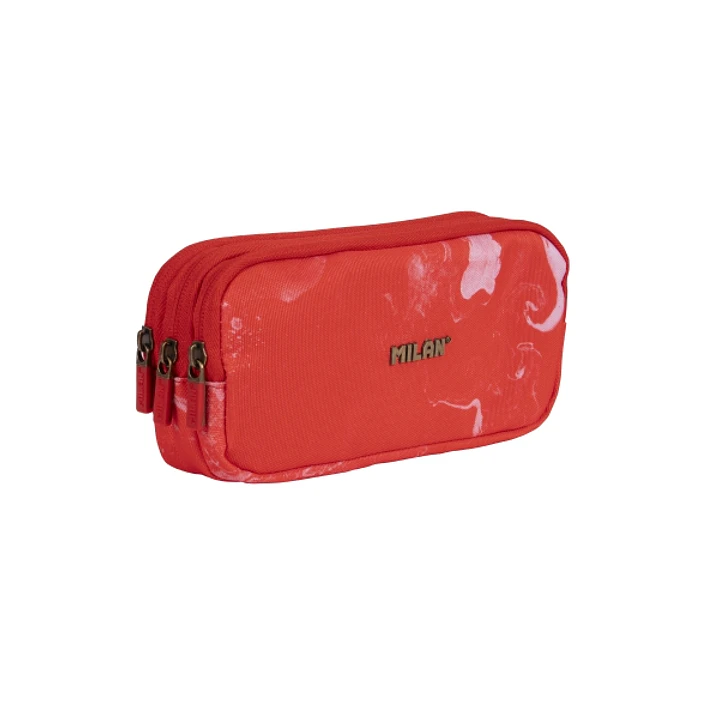 Milan Lava Estuche Portatodo - Cremallera - 3 Compartimentos - 22x11x6.5cm - Color Rojo 1
