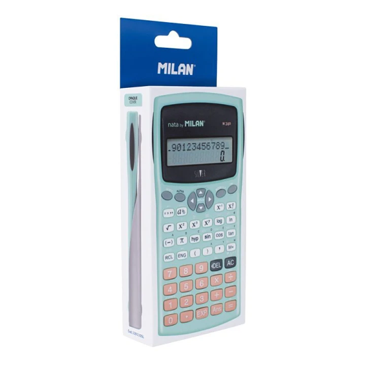 Milan M240 Silver Calculadora Cientifica 10+2 Digitos - Pantalla de 2 Lineas - 240 Funciones Integradas Incluyendo 124 Cientificas - Carcasa Protector 1