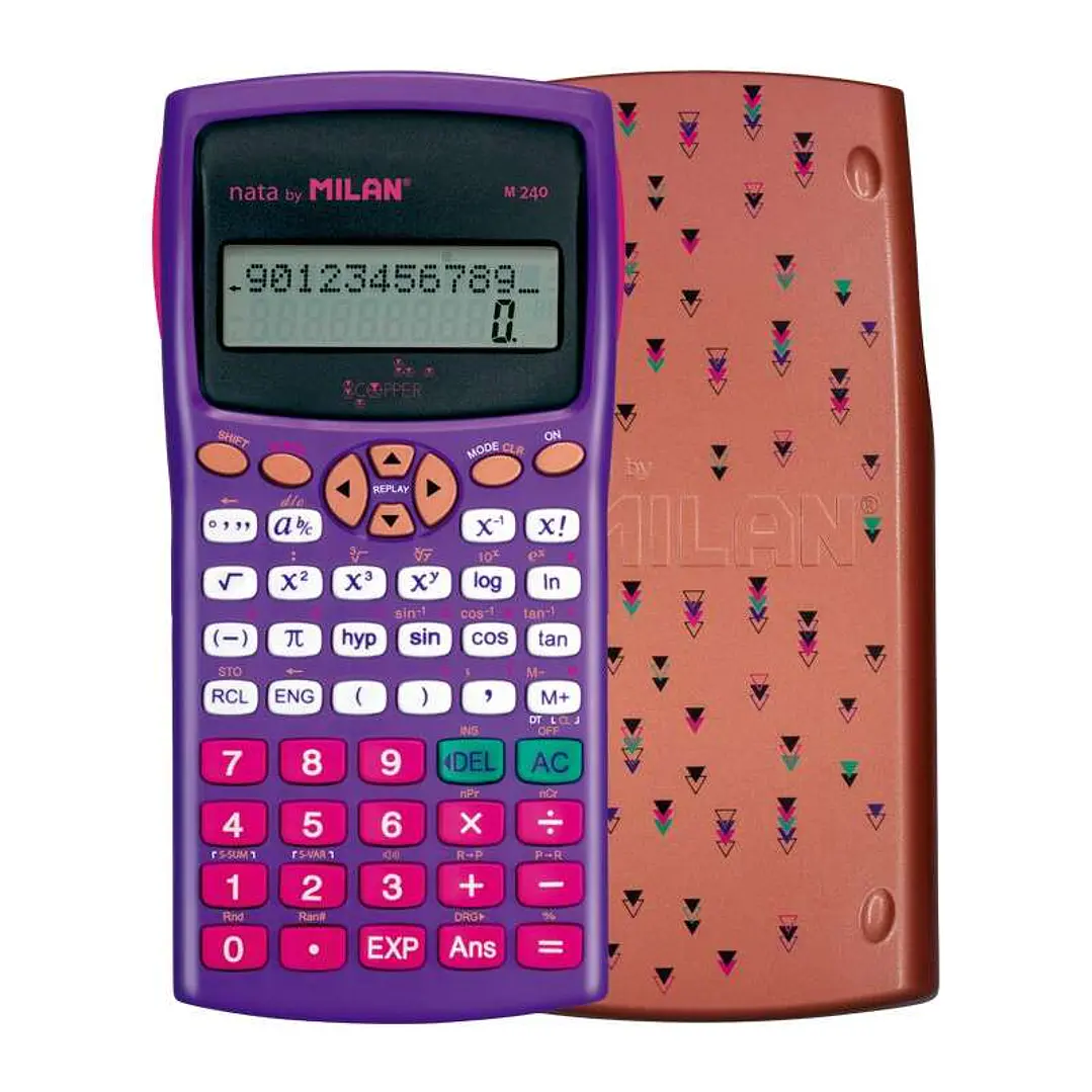 Milan M240 Calculadora Cientifica Copper 10+2 Digitos - Pantalla de 2 Lineas - 240 Funciones Integradas Incluyendo 124 Cientificas - Carcasa Protector 1