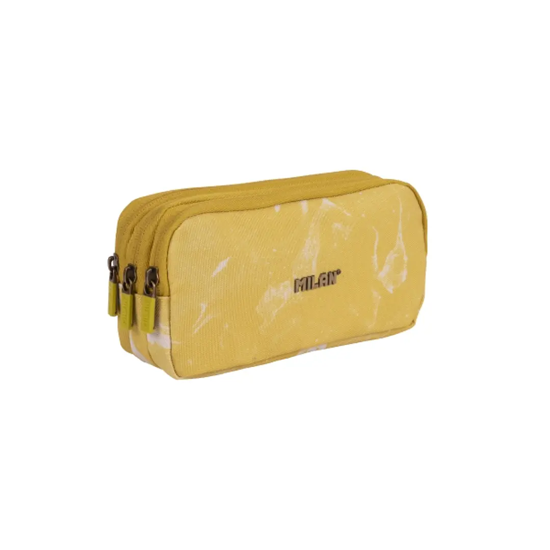 Milan Lava Estuche Portatodo - Cremallera - 3 Compartimentos - 22x11x6.5cm - Color Amarillo 1