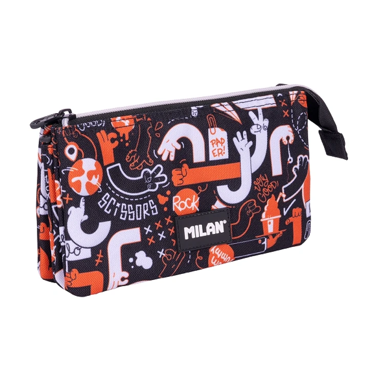 Milan Fingers Estuche Portatodo - 5 Compartimentos - 22x12x4cm - Color Naranja 1