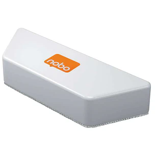 Nobo Borrador Microfibra para Pizarra Blanca - Eliminacion Eficaz de Tinta y Suciedad - Blanco - Almohadilla Lavable - Iman Integrado - Incluye 1 Almo