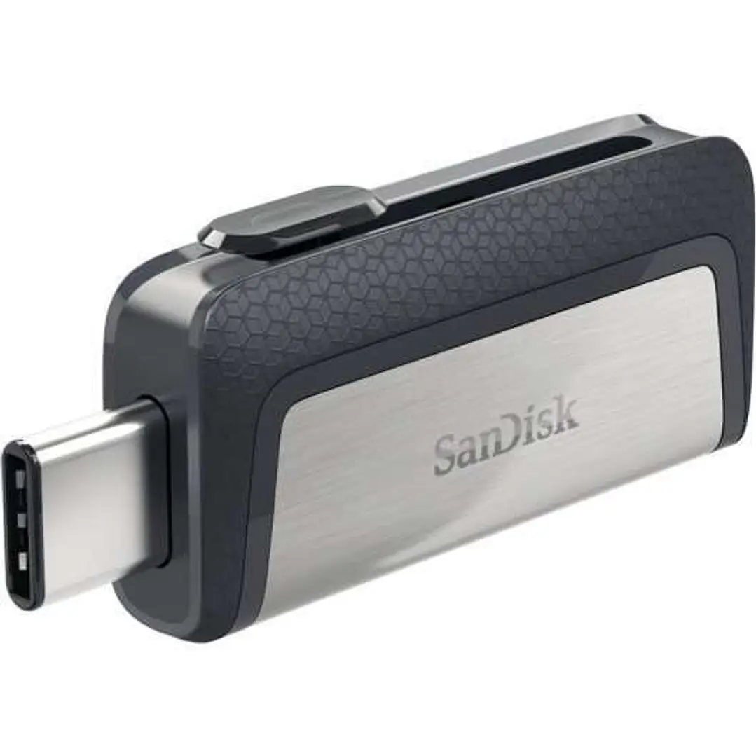 Sandisk Ultra Dual Memoria USB-C y USB-A 64GB - Hasta 150MB/s de Lectura - Diseño Metalico - Color Acero/Negro (Pendrive) 1