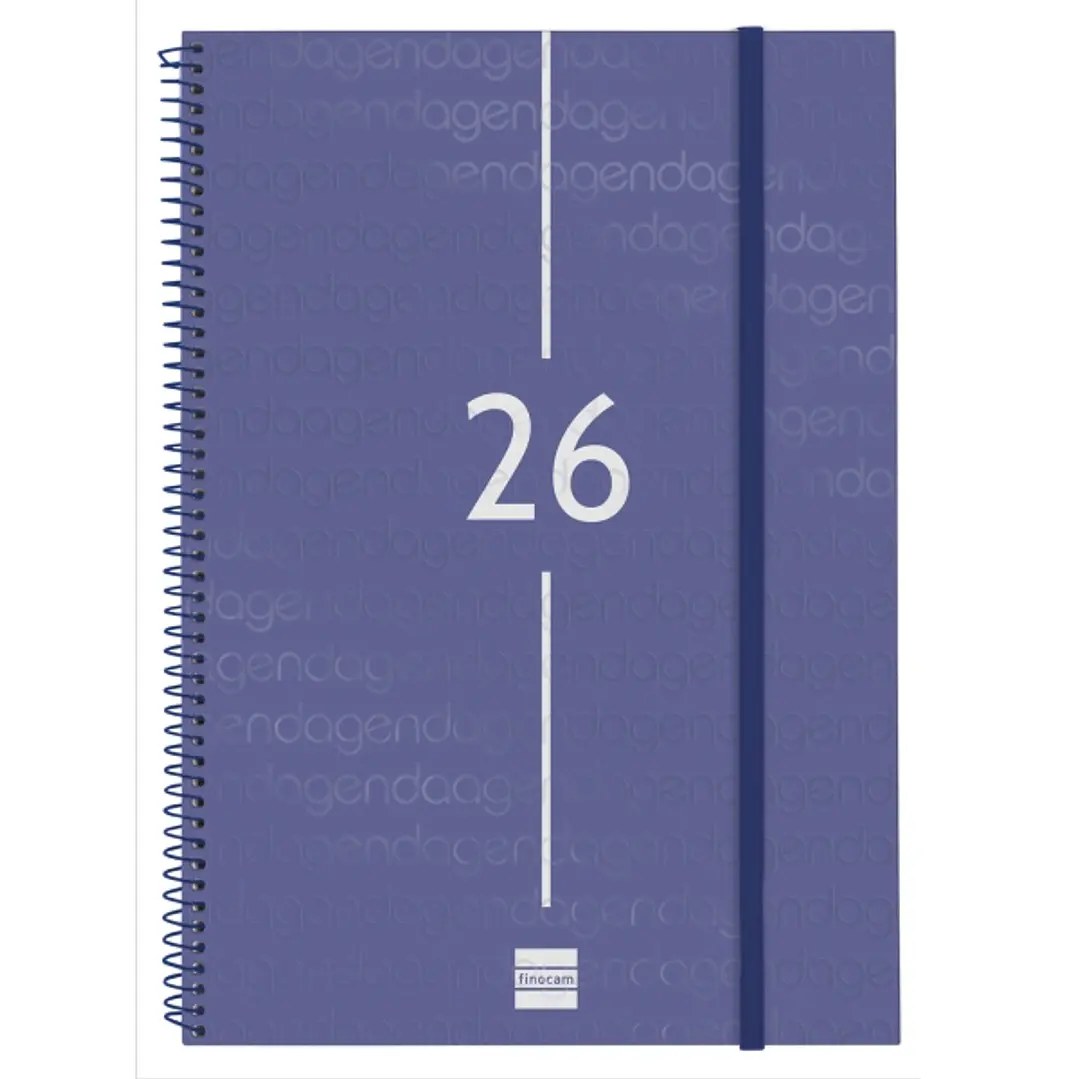 Finocam Year Agenda de Espiral - Anual 2026 - Tapa Ligera - Formato E40 - 217x14x297mm - Semana Vista en Vertical - Color Azul 1