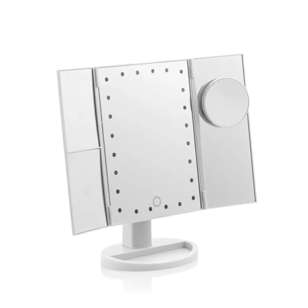 Innovagoods Ledflect Espejo de Aumento 4 en 1 - Inalambrico - Luz LED Blanca - Plegable - Soporte Desmontable - 18x29x12cm - Color Blanco 1