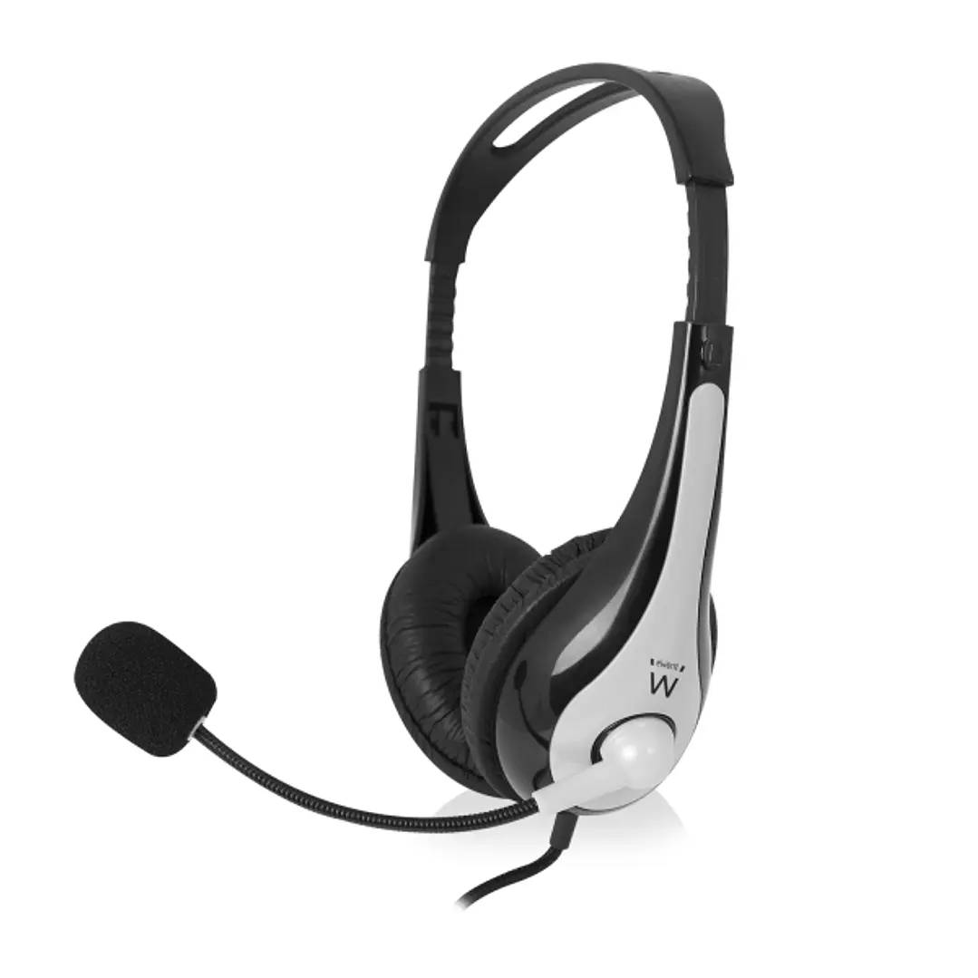 Ewent Auriculares Estereo USB - Microfono Integrado - Cable Trenzado de Nailon de 2m - Color Negro/Gris 1