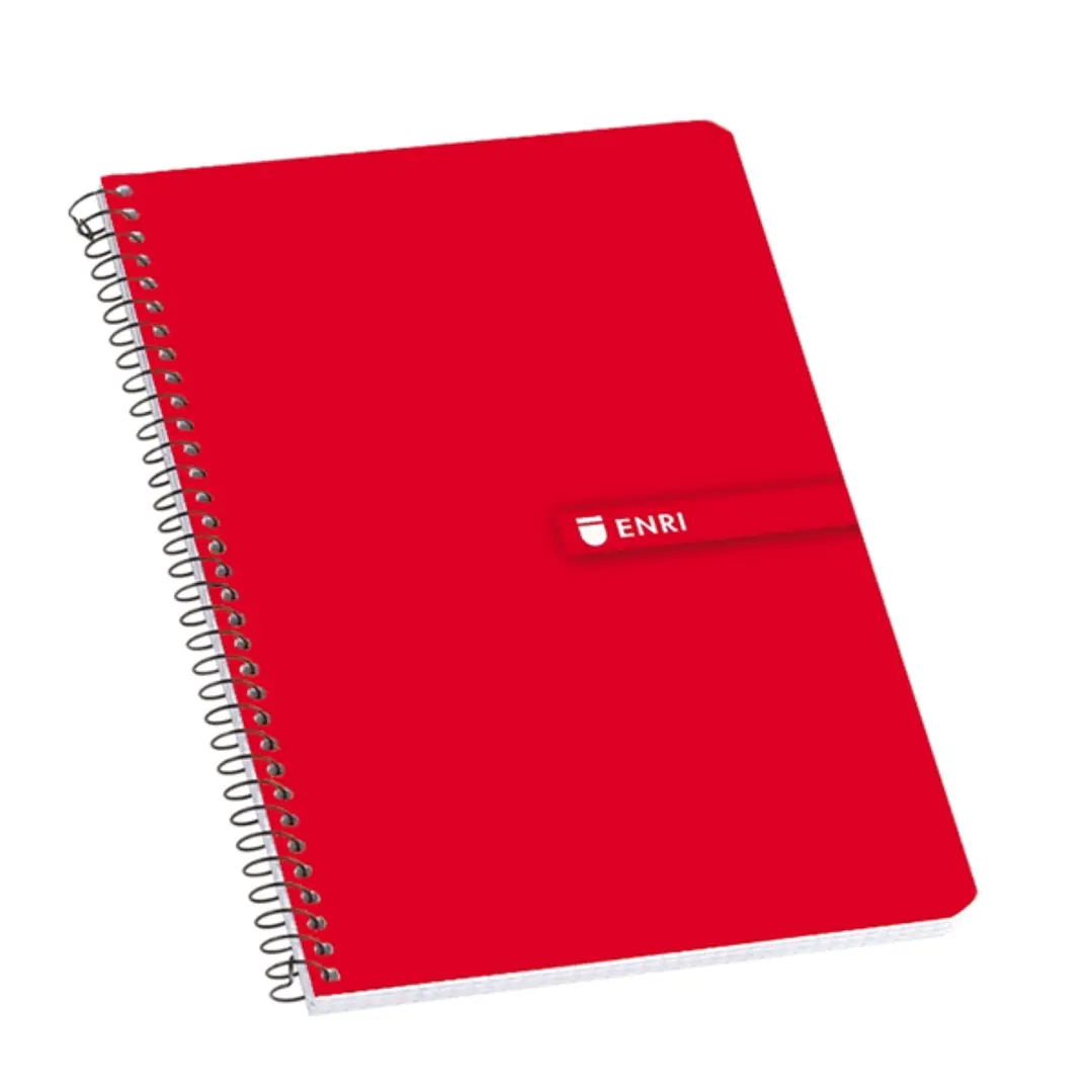 Enri Fº Tapa Dura Cuaderno Espiral 4x4 con Margen 100 Hojas Rojo - Resistente Tapa Dura - Cuadriculado 4x4 con Margen - 100 Hojas de Alta Calidad - Co 1