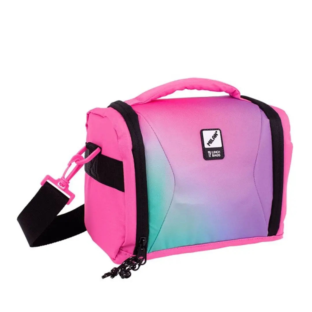 Milan Sunset Bolsa Isotermica Porta Alimentos 5L - Interior Aislante Termico - Apertura Total - Correa Regulable y Extraible - Color Rosa 1
