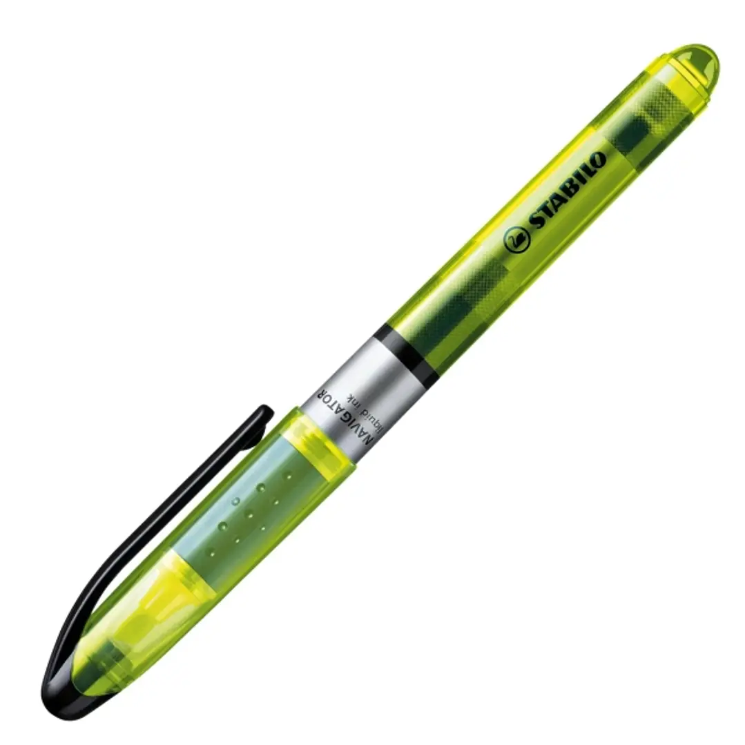 Stabilo Navigator Marcador Fluorescente - Zona de Agarre - Diseño Delgado - Practico Clip para Llevar - Trazo entre 2 y 5mm - Color Amarillo 1