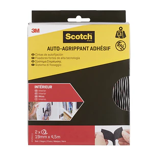 Scotch Cierres Adhesivos Reposicionables - 19mm x 4.5m - Uso en Interior - Color Negro