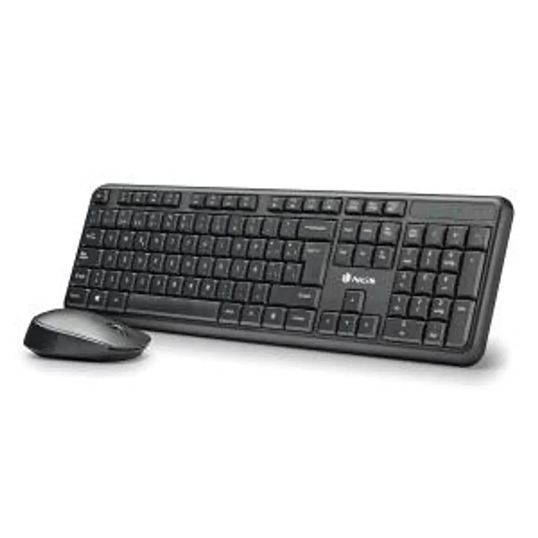 NGS Kit Teclado Inalambrico y Raton Inalambrico 1200dpi - 12 Teclas Multimedia - Indicadores LED -  Color Negro 1