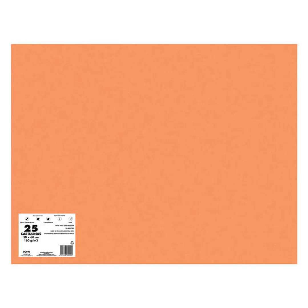Dohe Pack de 25 Cartulinas de 180 G/M2 - Tamaño 50x65cm - PH Neutro - Libres de Cloro Elemental - Colorantes Biodegradables - Color Naranja 1