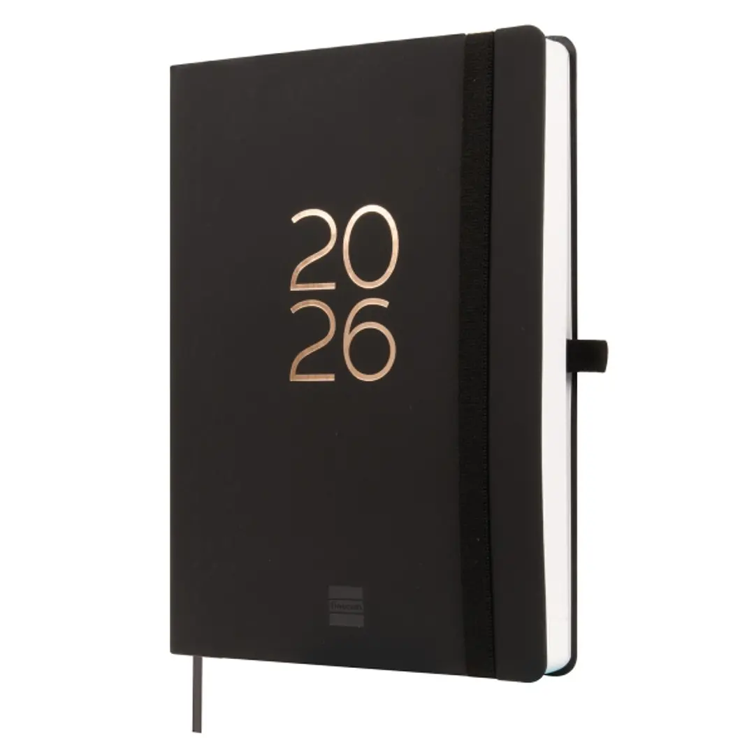 Finocam Capri Agenda Internacional - Anual 2026 - Formato FA5 - 153x23x214mm - 1 Dia por Pagina - Color Negro 1