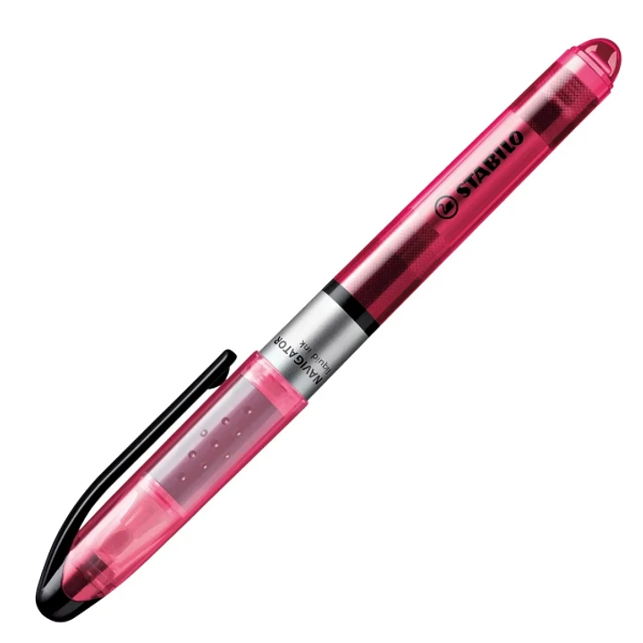 Stabilo Navigator Marcador Fluorescente - Zona de Agarre - Diseño Delgado - Practico Clip para Llevar - Trazo entre 2 y 5mm - Color Rosa 1
